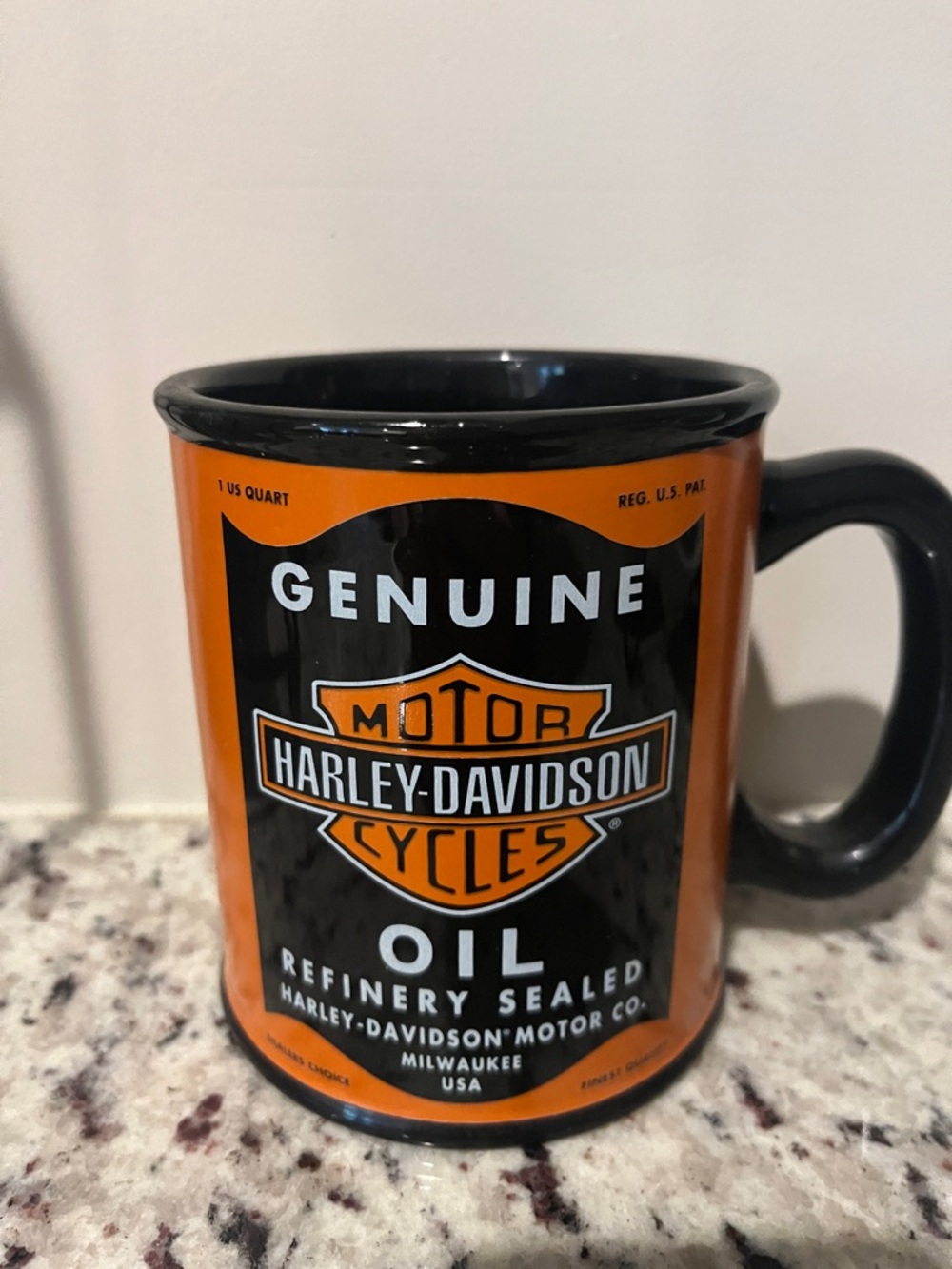 Harley-Davidson Orange and Black Logo Ceramic Mug